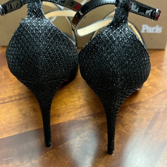 Christian Louboutin Mira Bella 100 Patent Glitter Black Size 36 - Picture 5 of 8